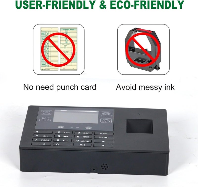 Rabitpos Employee Time Clocks for Small Business, Versatile 4 in 1 Time Machine (Face + Fingerprint + Palm Print + PIN), Clock in & Out Attendance Machine Punch Clock - Image 4